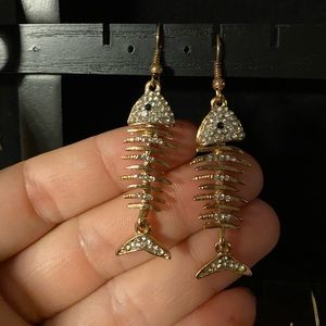 Fish bone earrings